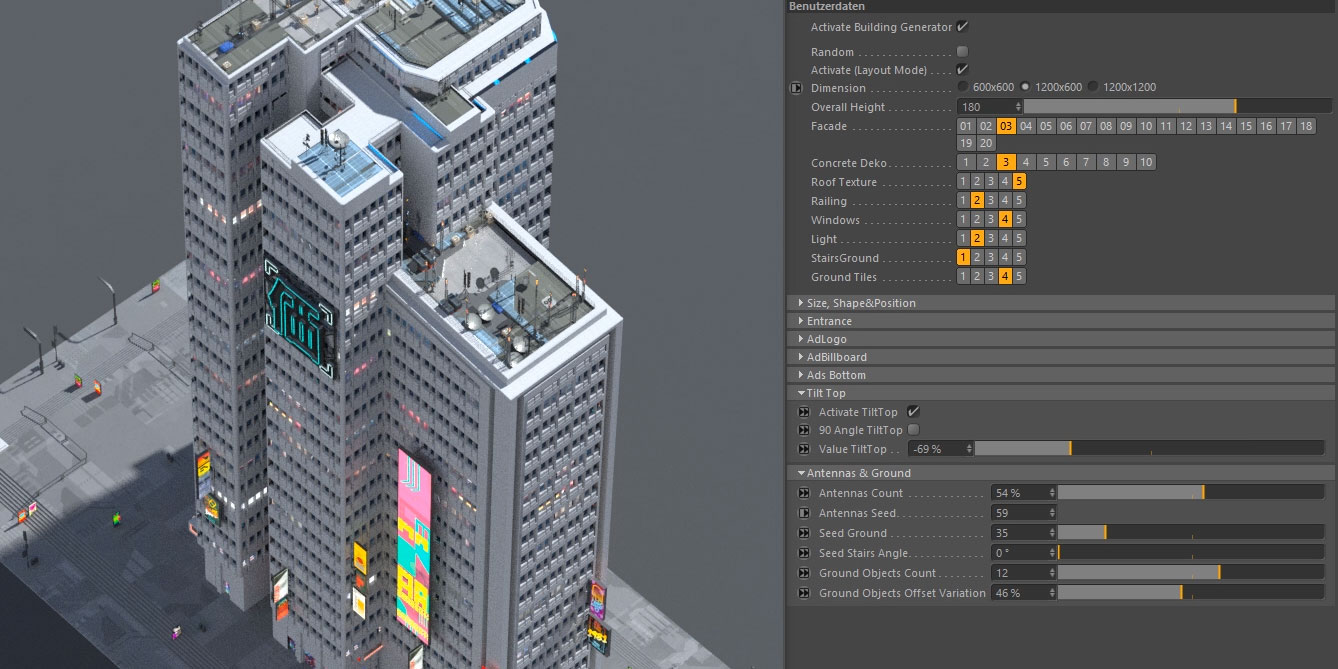 Free Cinema 4D Building Generator Rig - The Pixel Lab